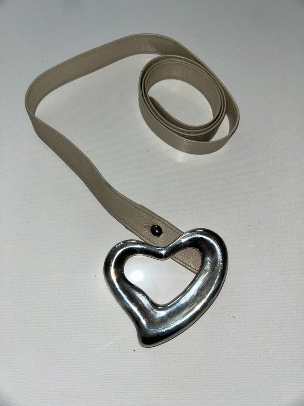 Tiffany Elsa Peretti Sterling Silver Heart Belt Buckle with Tiffany leather belt